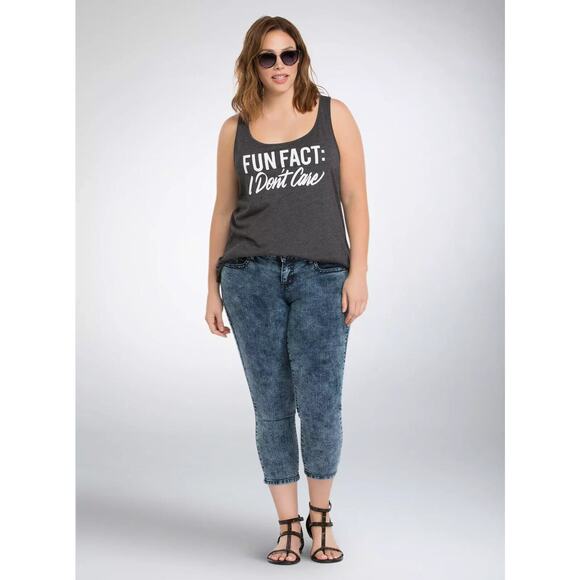 Torrid Cropped Skinny Jeans Acid Wash Mid Rise Stretch Blue Women's Plus Size 26 - Picture 11 of 11